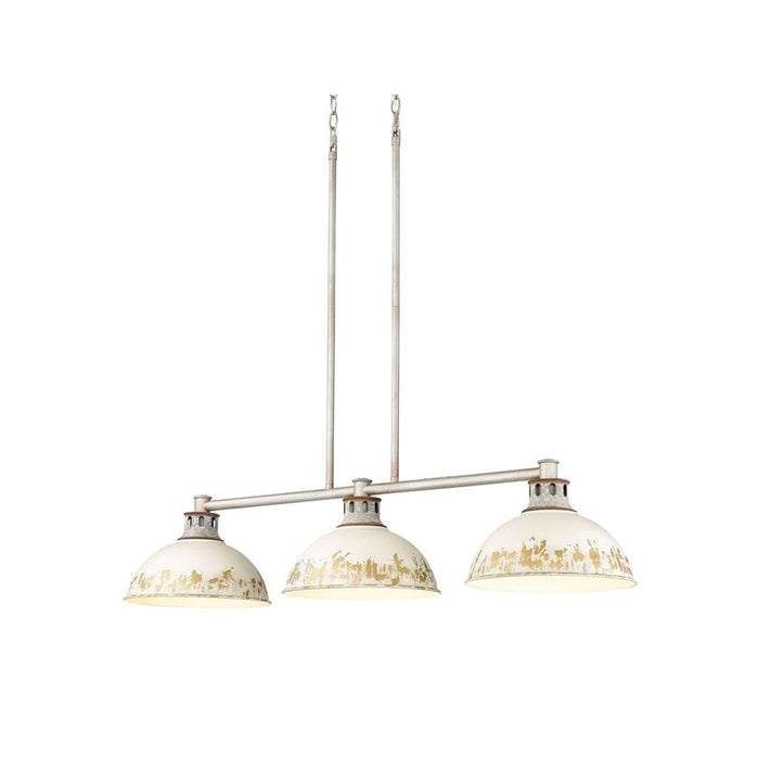 Golden Kinsley 3-Lt Linear Pendant, Aged steel/Antique Ivory