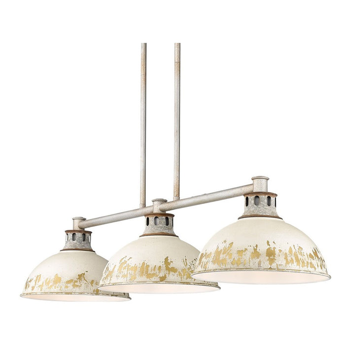 Golden Kinsley 3-Lt Linear Pendant, Aged steel/Antique Ivory
