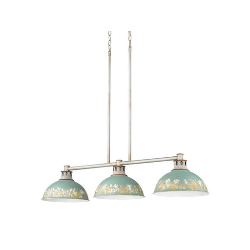 Golden Kinsley 3-Lt Linear Pendant, Aged Steel/Antique Teal - 0865-3LPAGV-TEAL