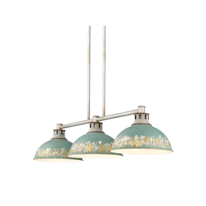 Golden Kinsley 3-Lt Linear Pendant, Aged Steel/Antique Teal