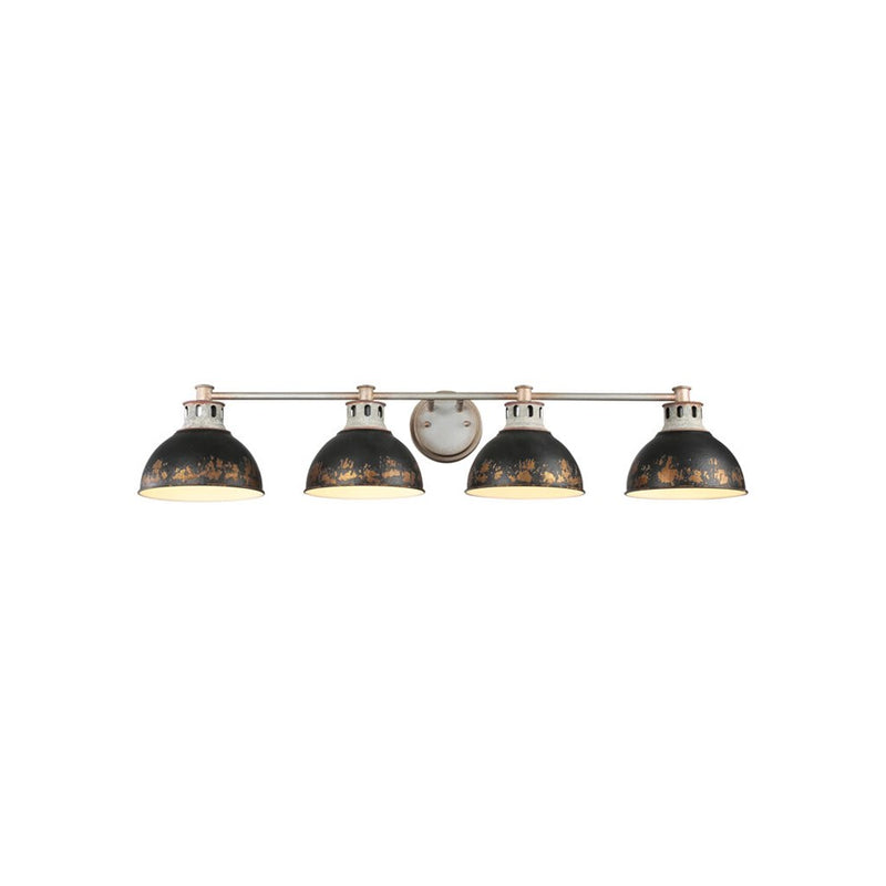 Golden Kinsley 4-Lght Vanity, Galvanized Steel/Black Iron