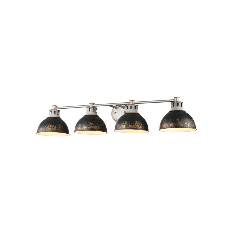 Golden Kinsley 4-Lght Vanity, Galvanized Steel/Black Iron