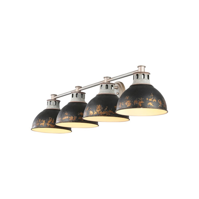 Golden Kinsley 4-Lght Vanity, Galvanized Steel/Black Iron