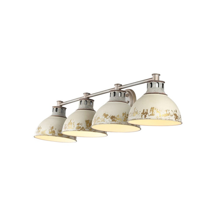 Golden Kinsley 4-Light Vanity, Galvanized Steel/Antique Ivory
