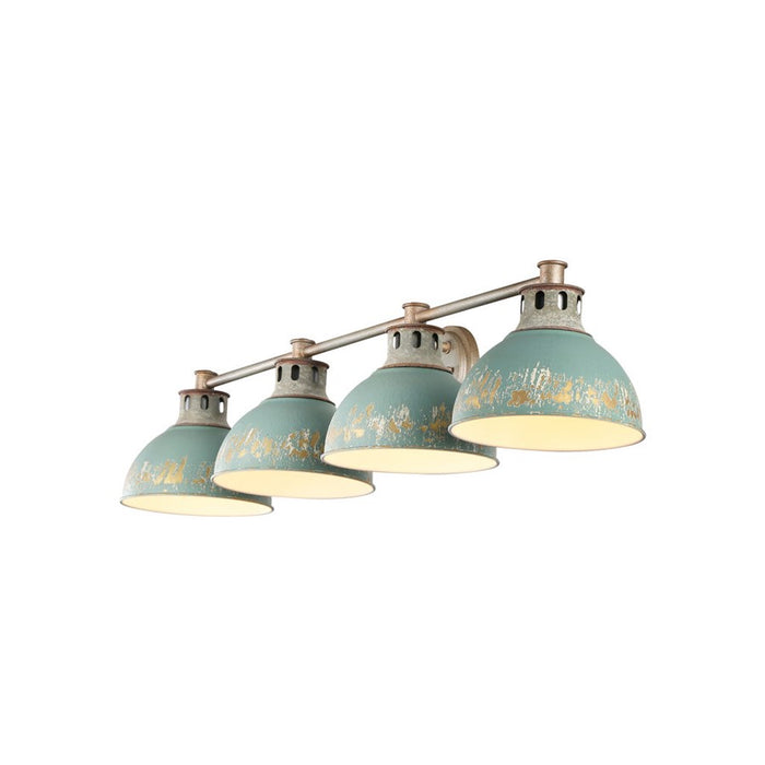 Golden Kinsley 4-Light Vanity, Galvanized Steel/Antique Teal