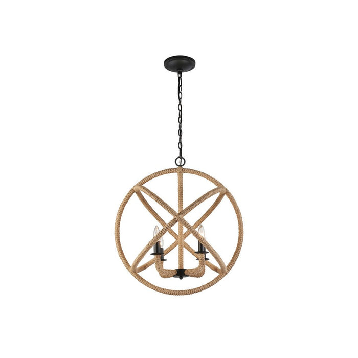 Golden Lighting Marina 4-Light Chandelier, Natural Black/No Shade