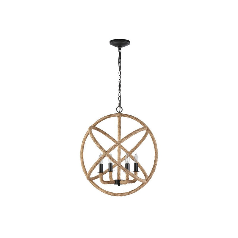 Golden Lighting Marina 4-Light Chandelier, Natural Black/No Shade