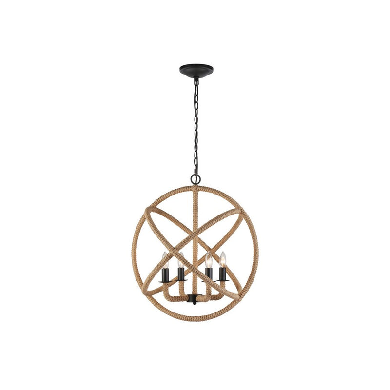 Golden Lighting Marina 4-Light Chandelier, Natural Black/No Shade