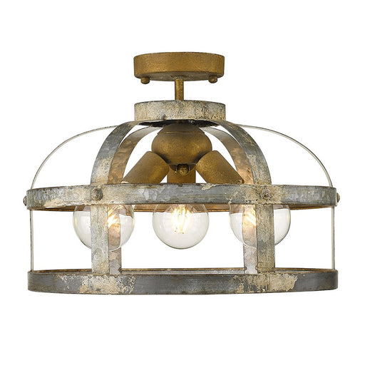 Golden Lighting Bavaria 3 Light Semi-Flush, Colonial Steel