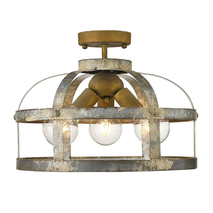 Golden Lighting Bavaria 3 Light Semi-Flush, Colonial Steel