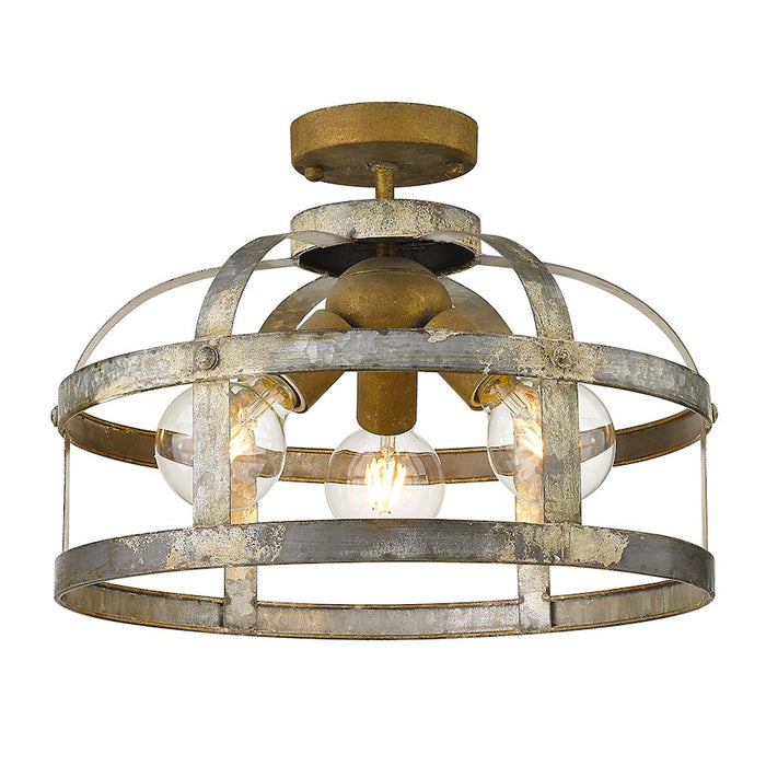 Golden Lighting Bavaria 3 Light Semi-Flush, Colonial Steel