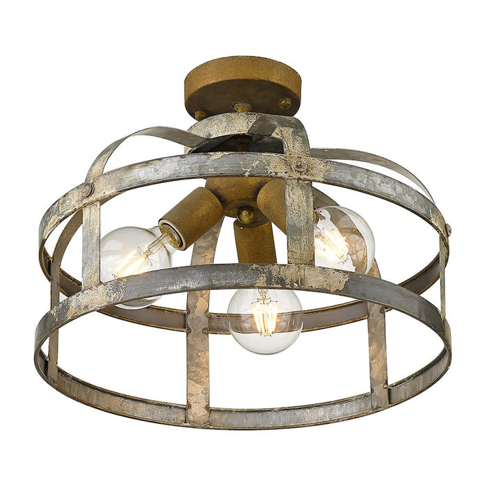 Golden Lighting Bavaria 3 Light Semi-Flush, Colonial Steel