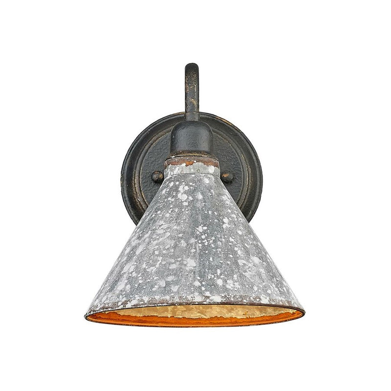 Golden Jasper 1-Light Wall Sconce, Black Iron/Galvanized Steel - 0877-1WABI-GV