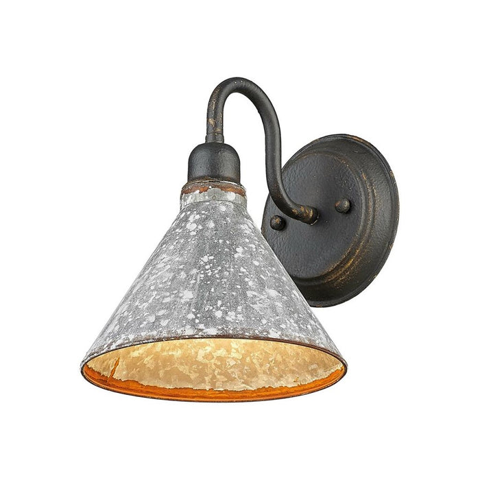 Golden Jasper 1-Light Wall Sconce, Black Iron/Galvanized Steel