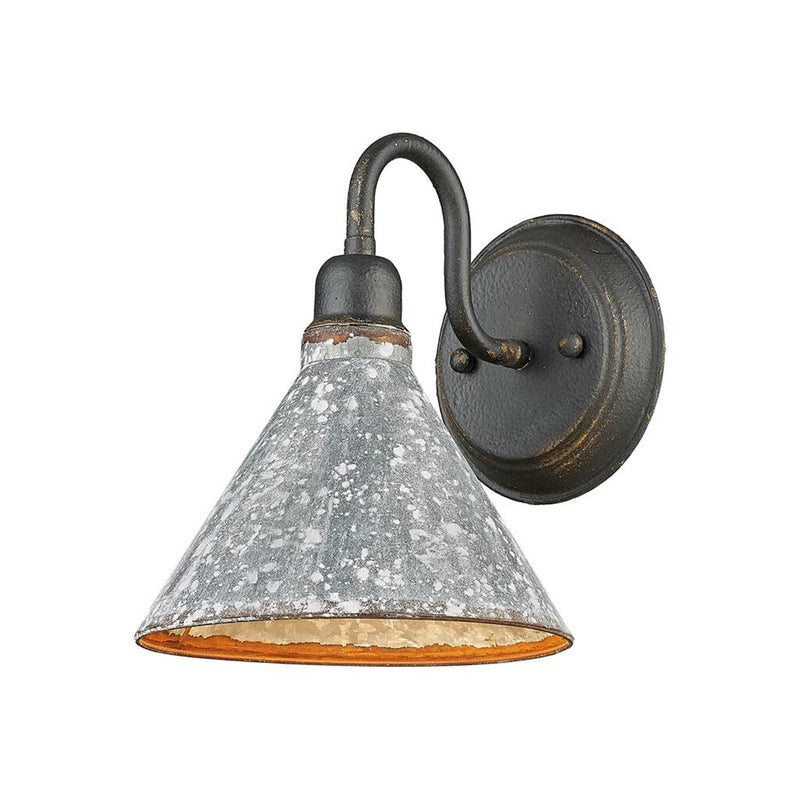 Golden Jasper 1-Light Wall Sconce, Black Iron/Galvanized Steel