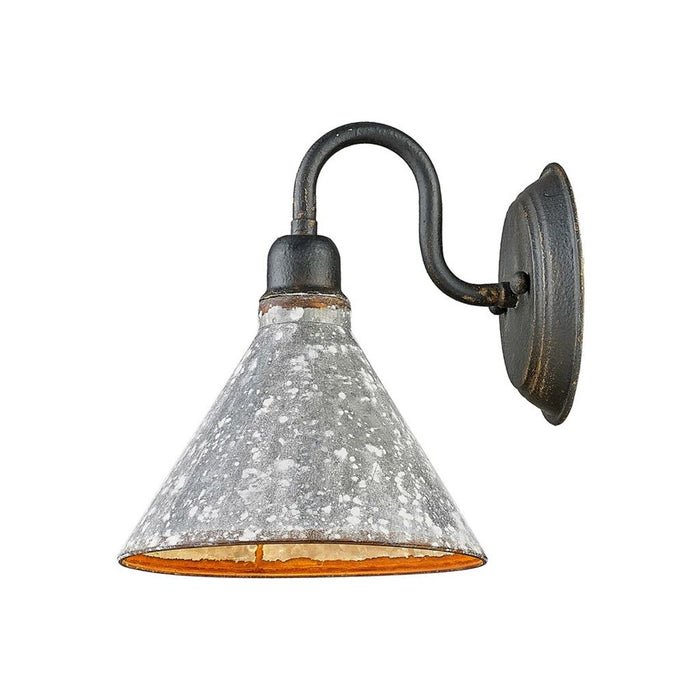 Golden Jasper 1-Light Wall Sconce, Black Iron/Galvanized Steel
