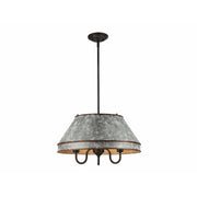 Golden Jasper 3-Lt Pendant, Antique Black Iron/Galvanized Steel - 0877-3PABI-GV