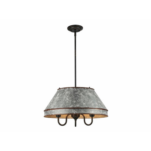 Golden Jasper 3-Lt Pendant, Antique Black Iron/Galvanized Steel - 0877-3PABI-GV