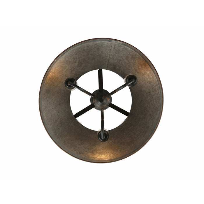 Golden Jasper 3-Lt Pendant, Antique Black Iron/Galvanized Steel