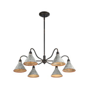 Golden Lighting Jasper 38in 6-Light Chandelier | Farmhouse Antique Black Iron and Galvanized Steel | Dining Room & Foyer | Model 0877-6 ABI-GV