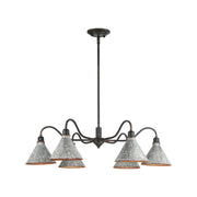 Golden Lighting Jasper 38in 6-Light Chandelier | Farmhouse Antique Black Iron and Galvanized Steel | Dining Room & Foyer | Model 0877-6 ABI-GV
