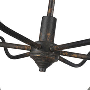 Golden Lighting Jasper 38in 6-Light Chandelier | Farmhouse Antique Black Iron and Galvanized Steel | Dining Room & Foyer | Model 0877-6 ABI-GV