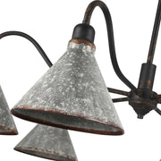 Golden Lighting Jasper 38in 6-Light Chandelier | Farmhouse Antique Black Iron and Galvanized Steel | Dining Room & Foyer | Model 0877-6 ABI-GV