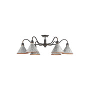 Golden Jasper 6-Light Semi-Flush, Black Iron/Galvanized Steel - 0877-6SFABI-GV