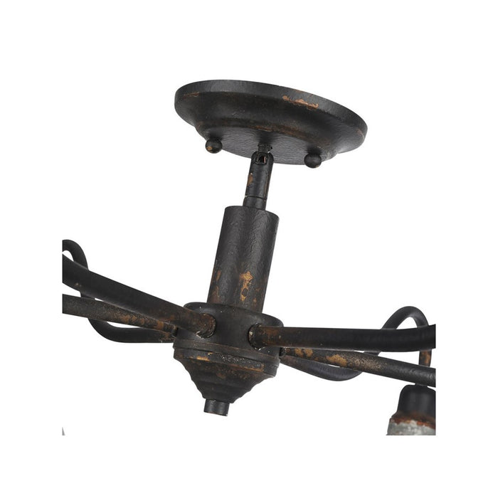 Golden Jasper 6-Light Semi-Flush, Black Iron/Galvanized Steel