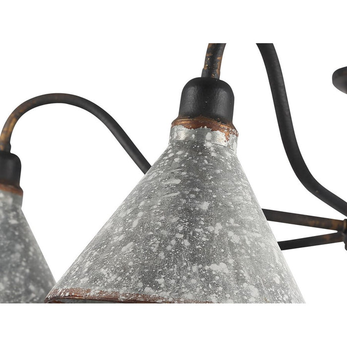 Golden Jasper 6-Light Semi-Flush, Black Iron/Galvanized Steel
