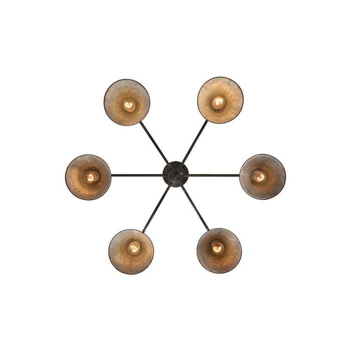 Golden Jasper 6-Light Semi-Flush, Black Iron/Galvanized Steel