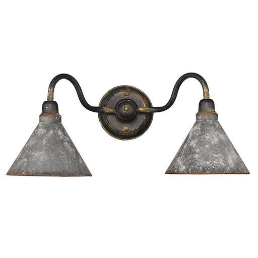 Golden Lighting Jasper 2 Light Bath Vanity, Black Iron/Steel