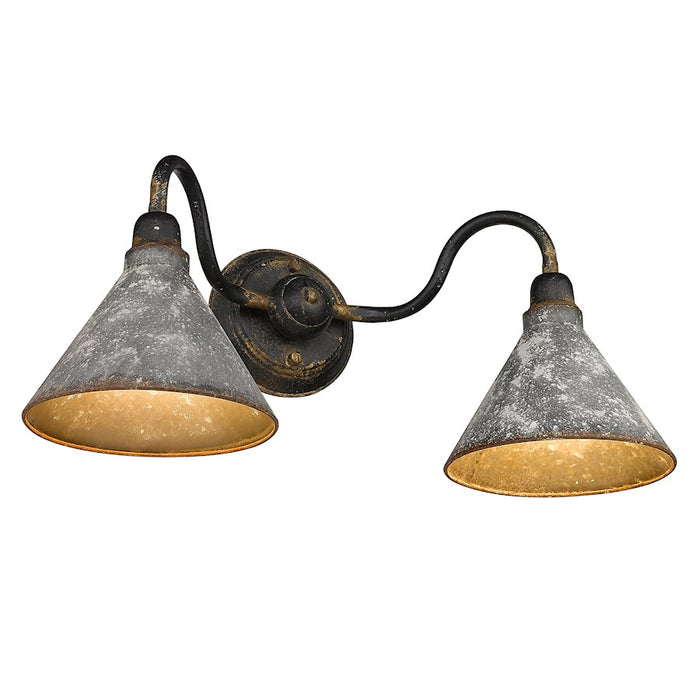 Golden Lighting Jasper 2 Light Bath Vanity, Black Iron/Steel