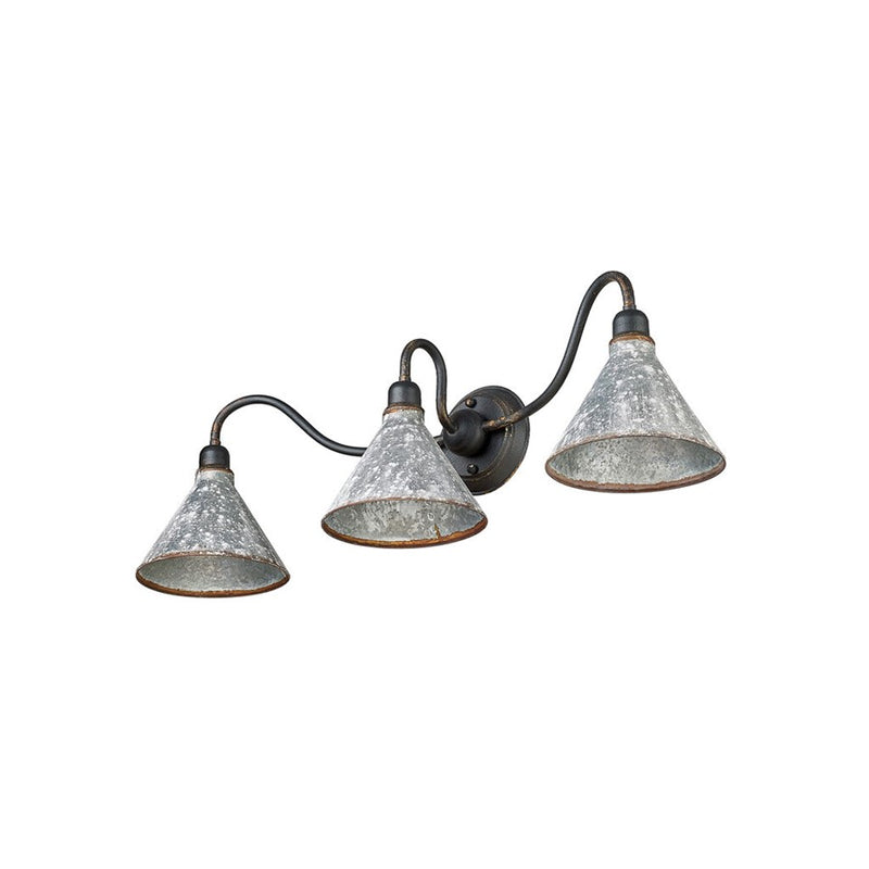 Golden Jasper 3-Lt Vanity, Antique Black Iron/Galvanized Steel