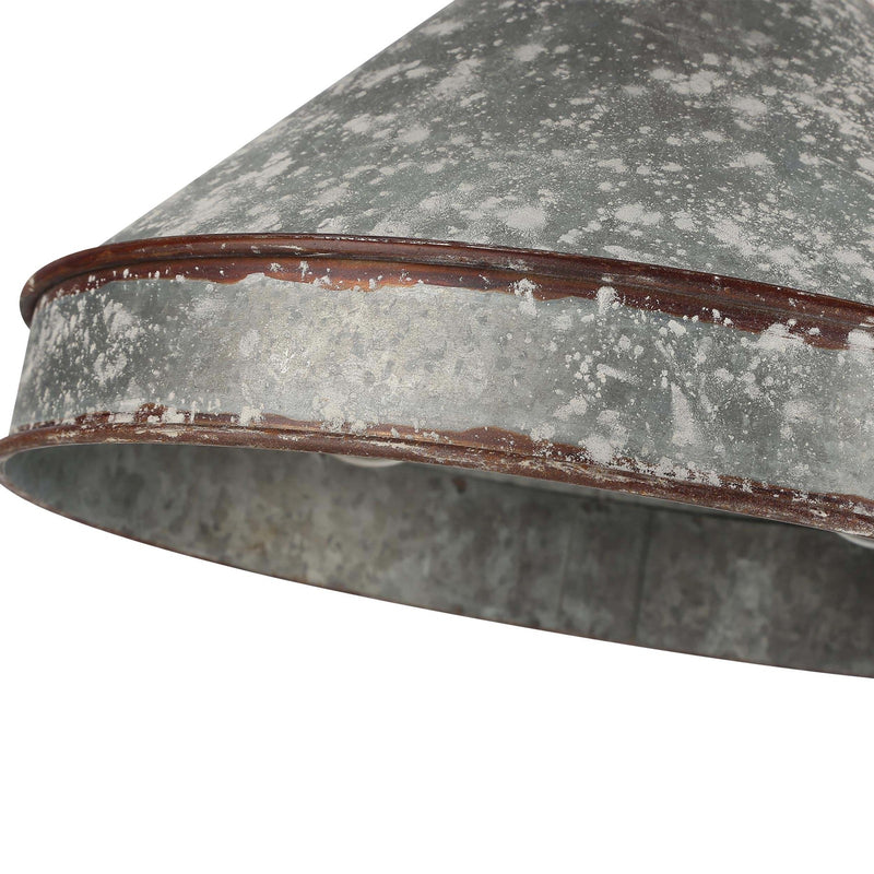 Golden Lighting Jasper 14in 3-Light Flush Mount | Farmhouse Antique Black Iron and Galvanized Steel | Hallway & Laundry Room | Model 0877-FM ABI-GV