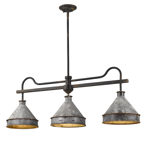 Golden Lighting Jasper 3 Light Linear Pendant, Black Iron/ Steel