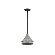 Golden Jasper 1-Lt Pendant, Antique Black Iron/Galvanized Steel - 0877-MABI-GV