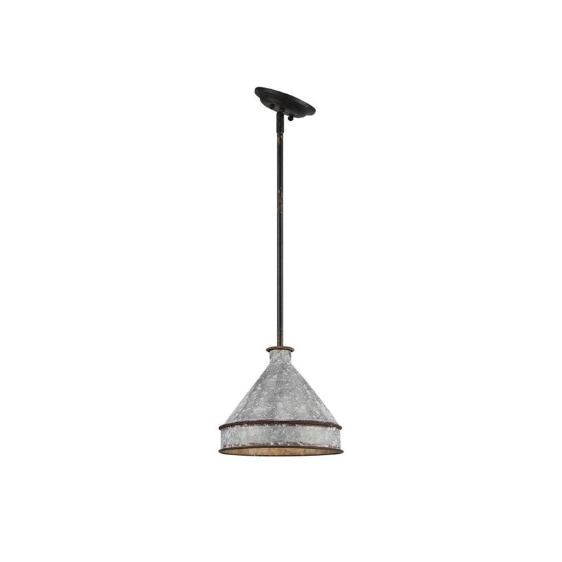 Golden Jasper 1-Lt Pendant, Antique Black Iron/Galvanized Steel