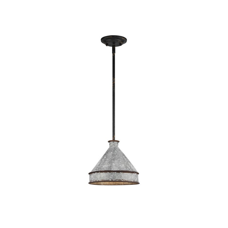 Golden Jasper 1-Lt Pendant, Antique Black Iron/Galvanized Steel