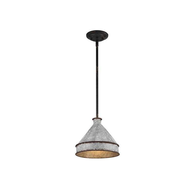 Golden Jasper 1-Lt Pendant, Antique Black Iron/Galvanized Steel