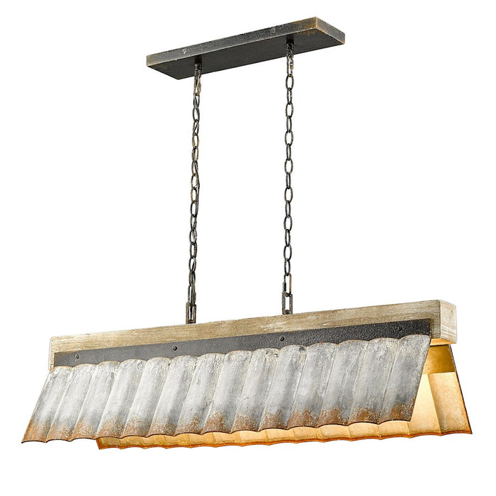 Golden Lighting Waylon 5 Light Linear Pendant, Antique Black Iron