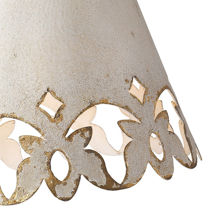Golden Lighting Eloise 1 Light Small Pendant, Antique Ivory