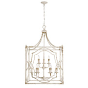 Golden Lighting Laurent 24in 9-Light Pendant | Traditional Antique Ivory Steel | Foyer & Dining Room | 24 x 24 x 40.5 in | Model 0885-9P AI