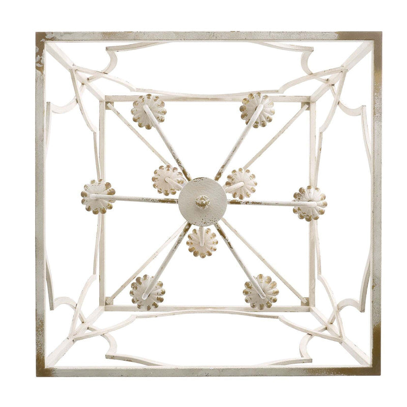 Golden Lighting Laurent 24in 9-Light Pendant | Traditional Antique Ivory Steel | Foyer & Dining Room | 24 x 24 x 40.5 in | Model 0885-9P AI