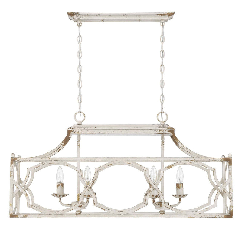 Golden Lighting Laurent 6-Light Island Light | Country Farmhouse Antique Ivory Steel | Kitchen Island & Dining Room | Model 0885-LP AI