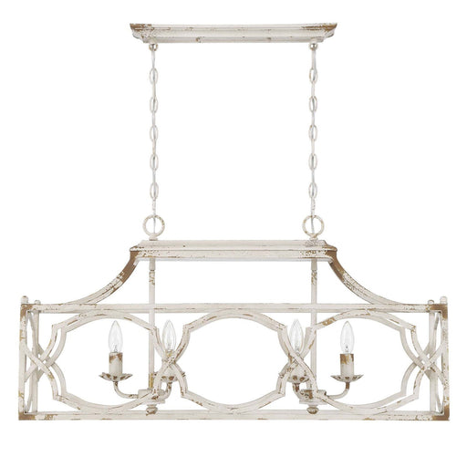 Golden Lighting Laurent 6-Light Island Light | Country Farmhouse Antique Ivory Steel | Kitchen Island & Dining Room | Model 0885-LP AI