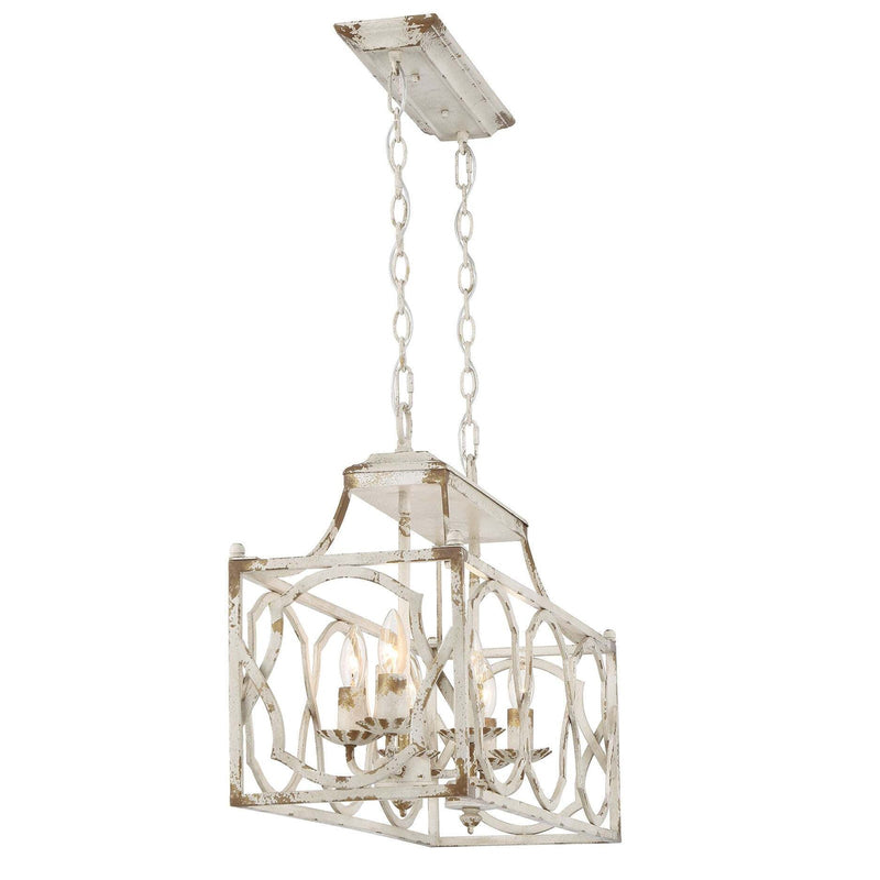 Golden Lighting Laurent 6-Light Island Light | Country Farmhouse Antique Ivory Steel | Kitchen Island & Dining Room | Model 0885-LP AI