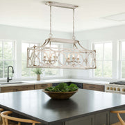 Golden Lighting Laurent 6-Light Island Light | Country Farmhouse Antique Ivory Steel | Kitchen Island & Dining Room | Model 0885-LP AI