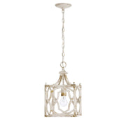 Golden Lighting Laurent 1-Light Pendant | Traditional Antique Ivory Steel Lantern | Kitchen & Foyer | 9 x 9 x 16 in | Model 0885-S AI