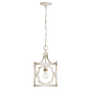 Golden Lighting Laurent 1-Light Pendant | Traditional Antique Ivory Steel Lantern | Kitchen & Foyer | 9 x 9 x 16 in | Model 0885-S AI